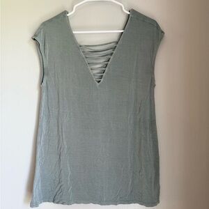 American Eagle Outfitters Sage V-Neck Ladder Back Tank M